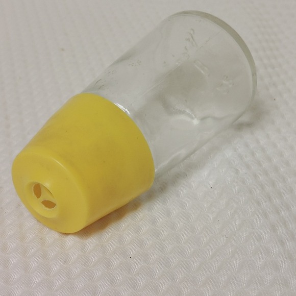 Gemco Toothpick Holder Yellow Top Made in USA 22 B 4 inches tall glass plastic - Picture 7 of 11